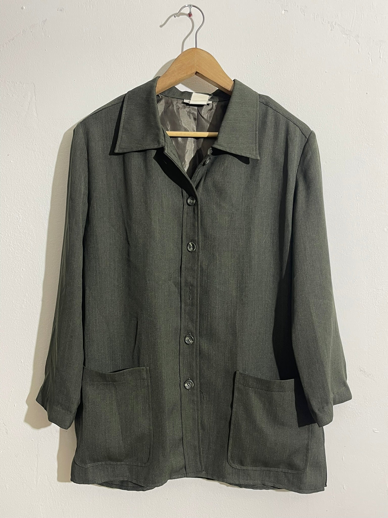 Veste fluide vert olive à poches plaquées
