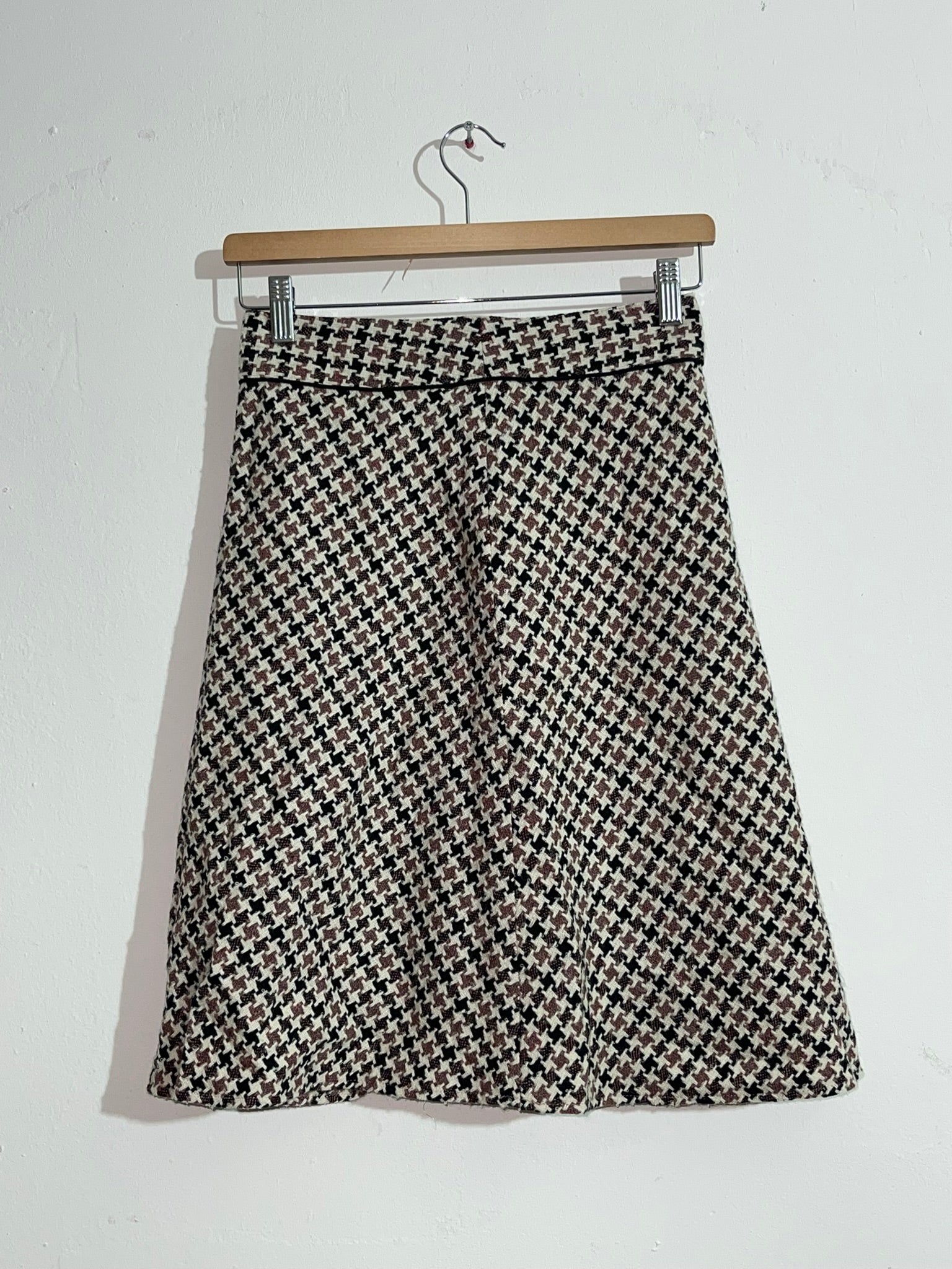 Jupe vintage pied-de-poule évasée - chic rétro