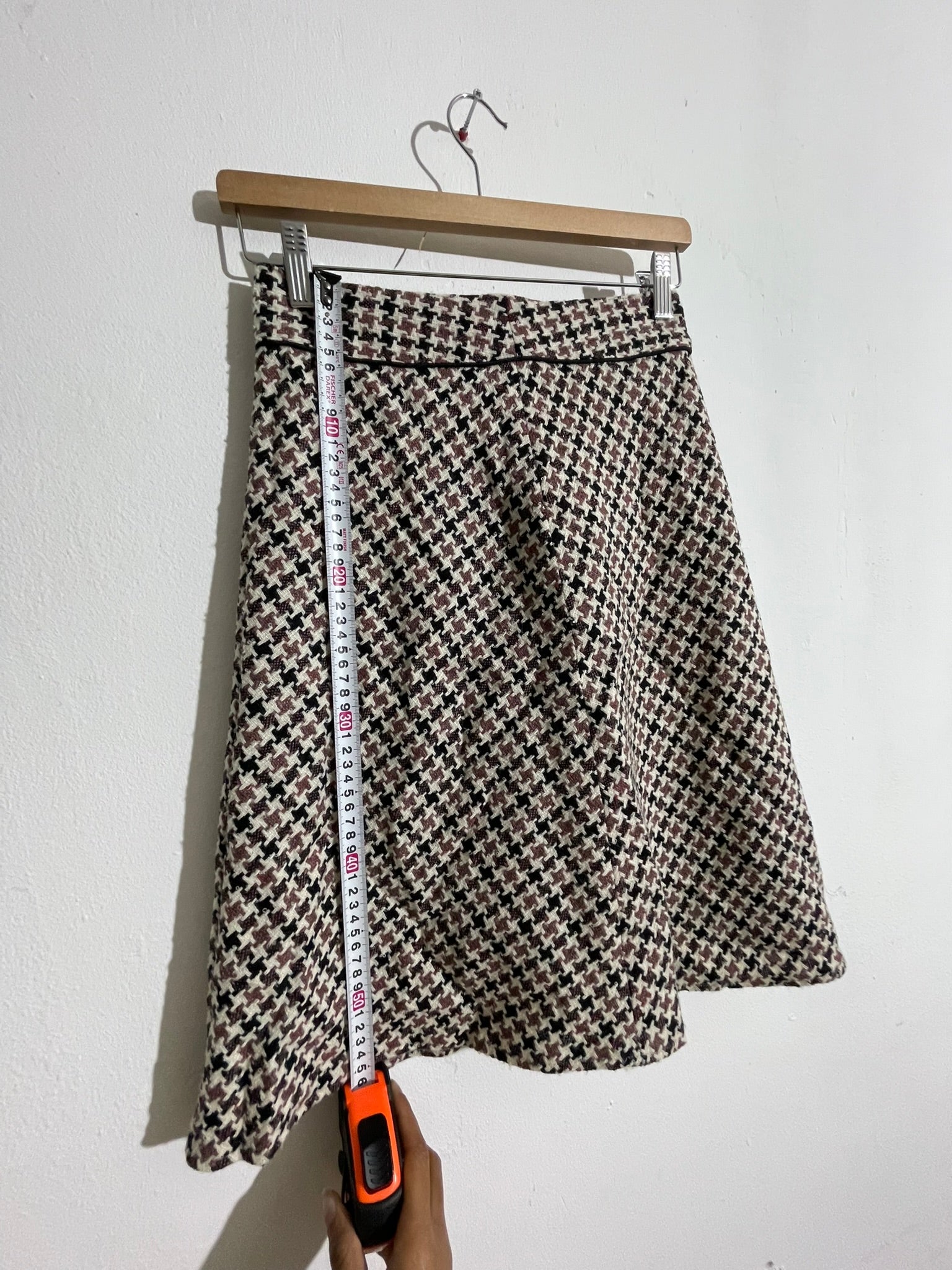 Jupe vintage pied-de-poule évasée - chic rétro