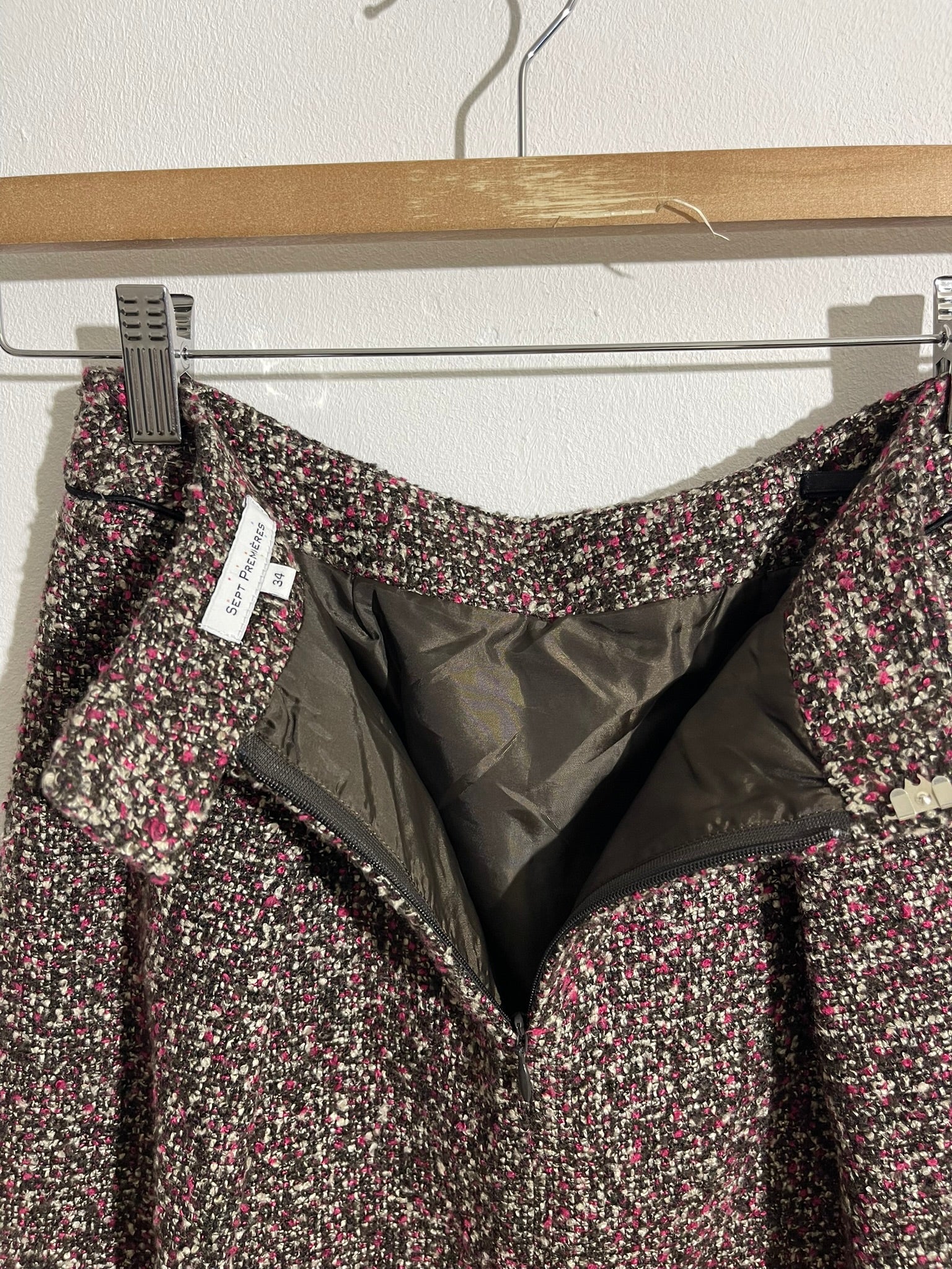 Jupe trapèze en tweed style Chanel - Sept Premières T34