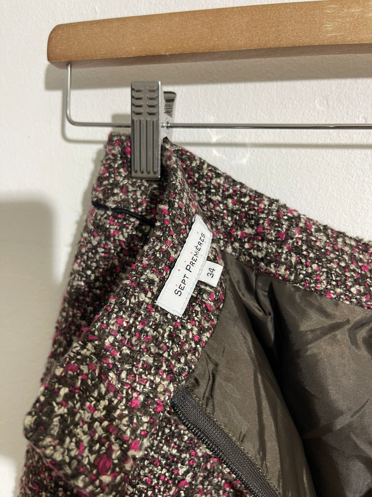 Jupe trapèze en tweed style Chanel - Sept Premières T34