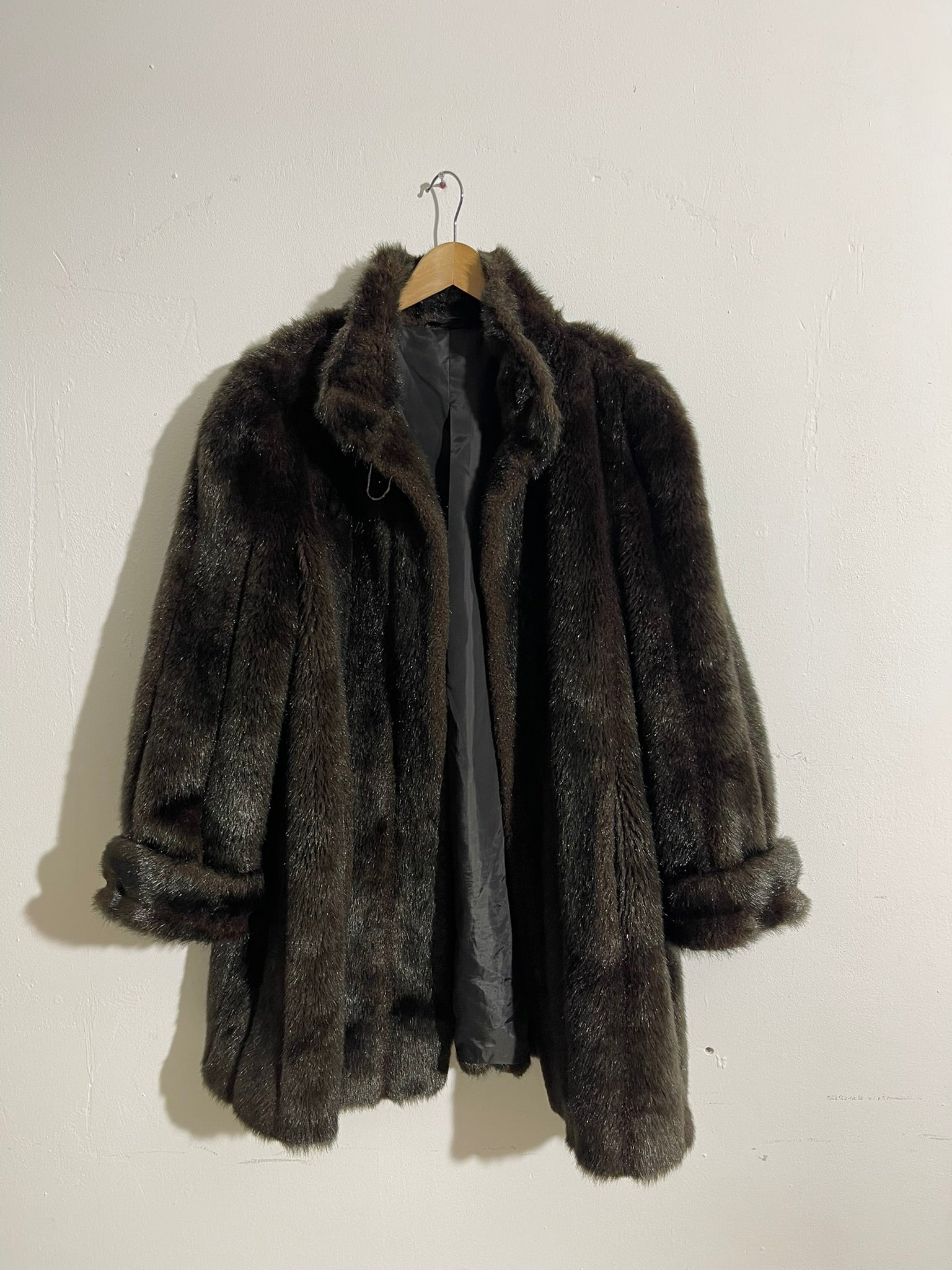 Manteau vintage en fausse fourrure brune