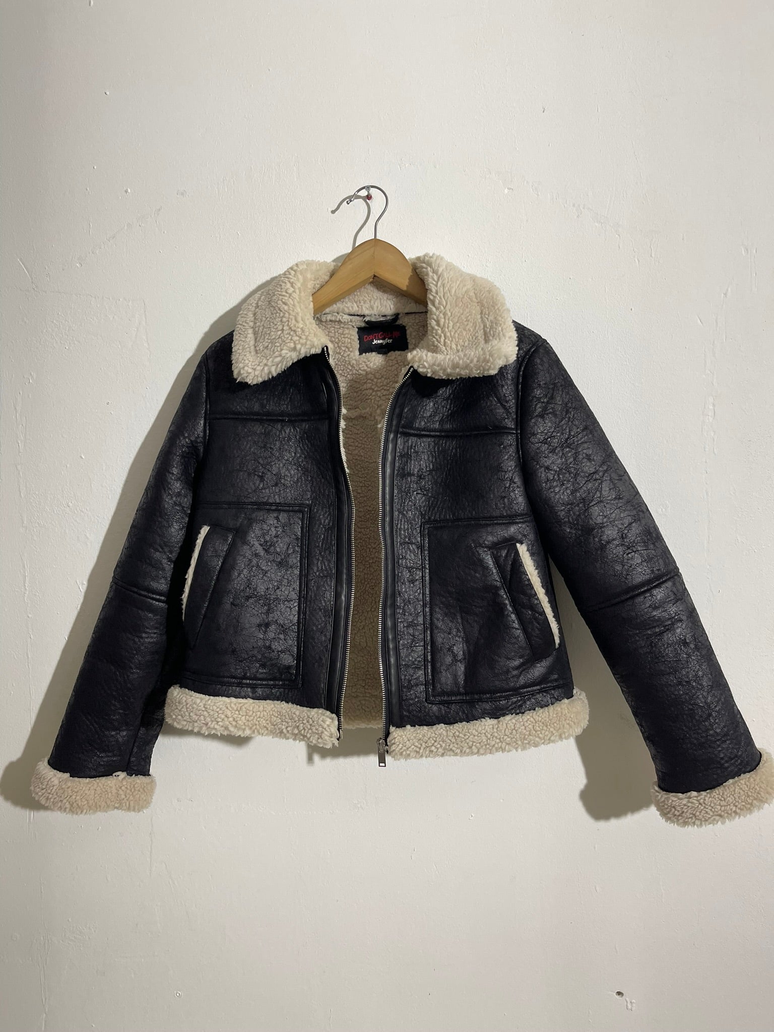 Blouson aviateur doublé sherpa noir