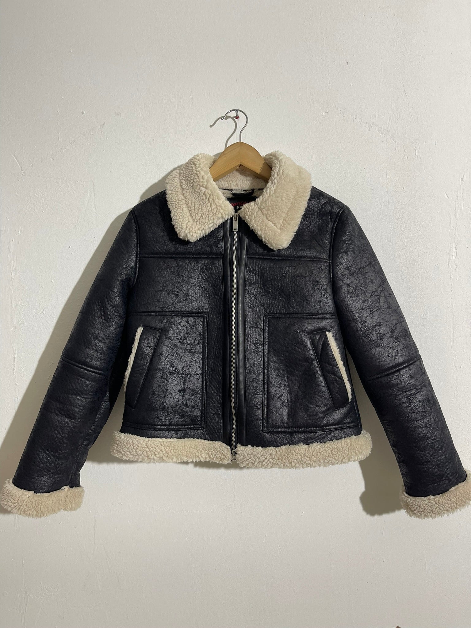 Blouson aviateur doublé sherpa noir