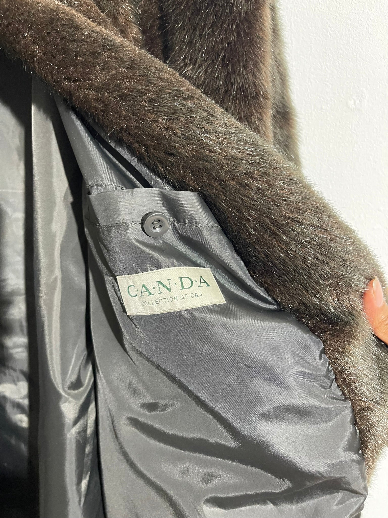 Manteau vintage en fausse fourrure brune
