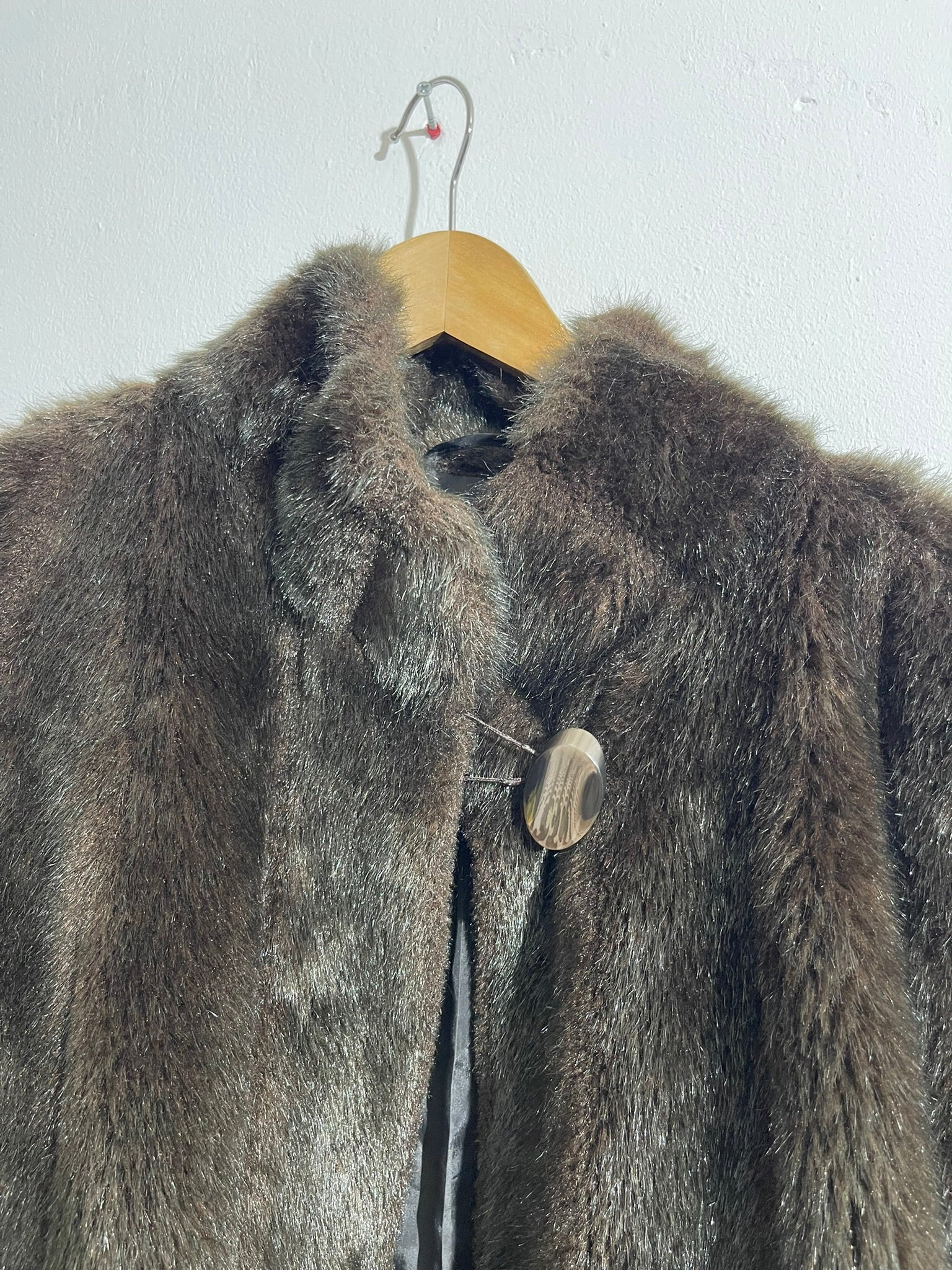 Manteau vintage en fausse fourrure brune