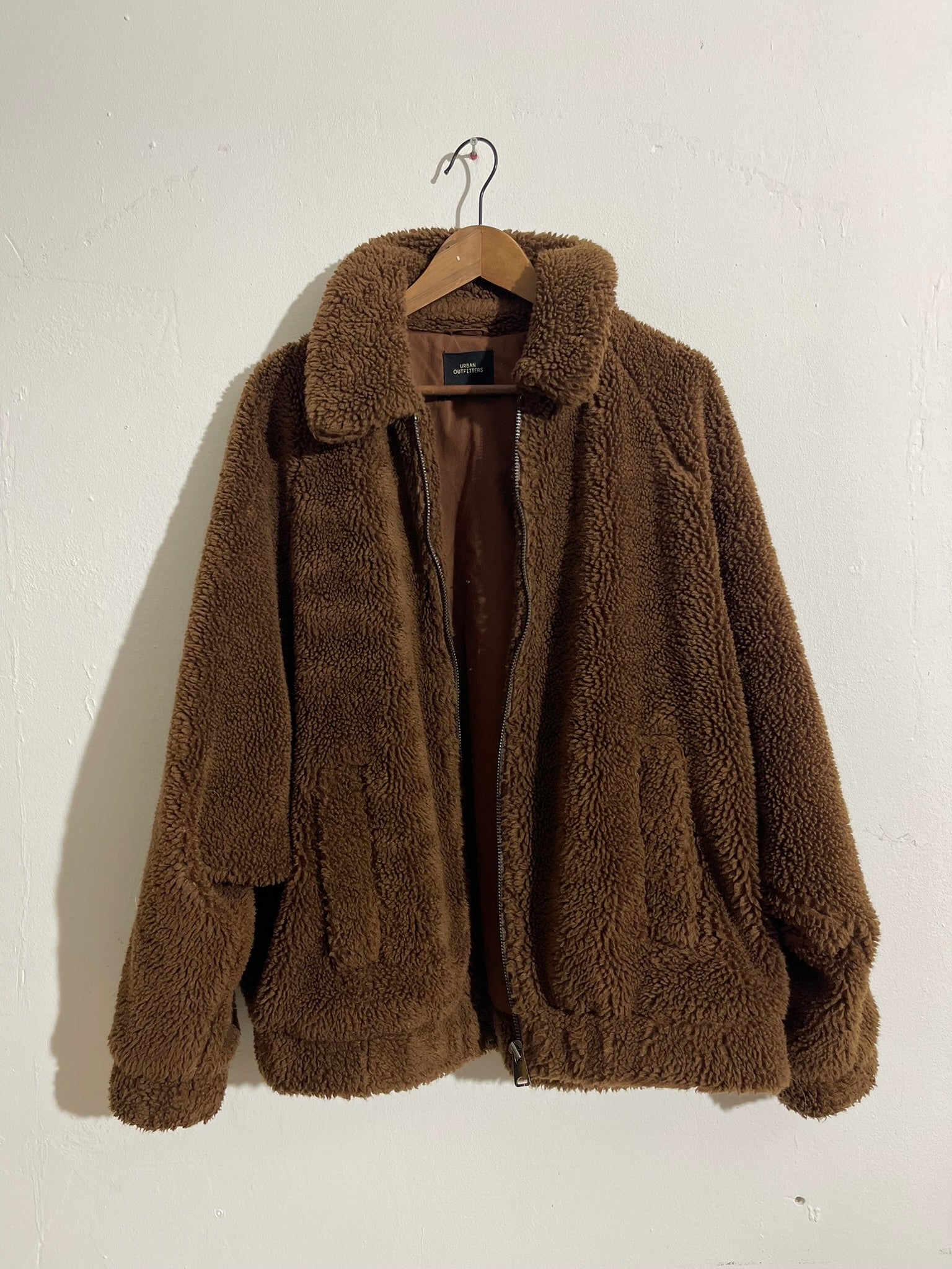 Veste teddy en fausse fourrure brun chaud