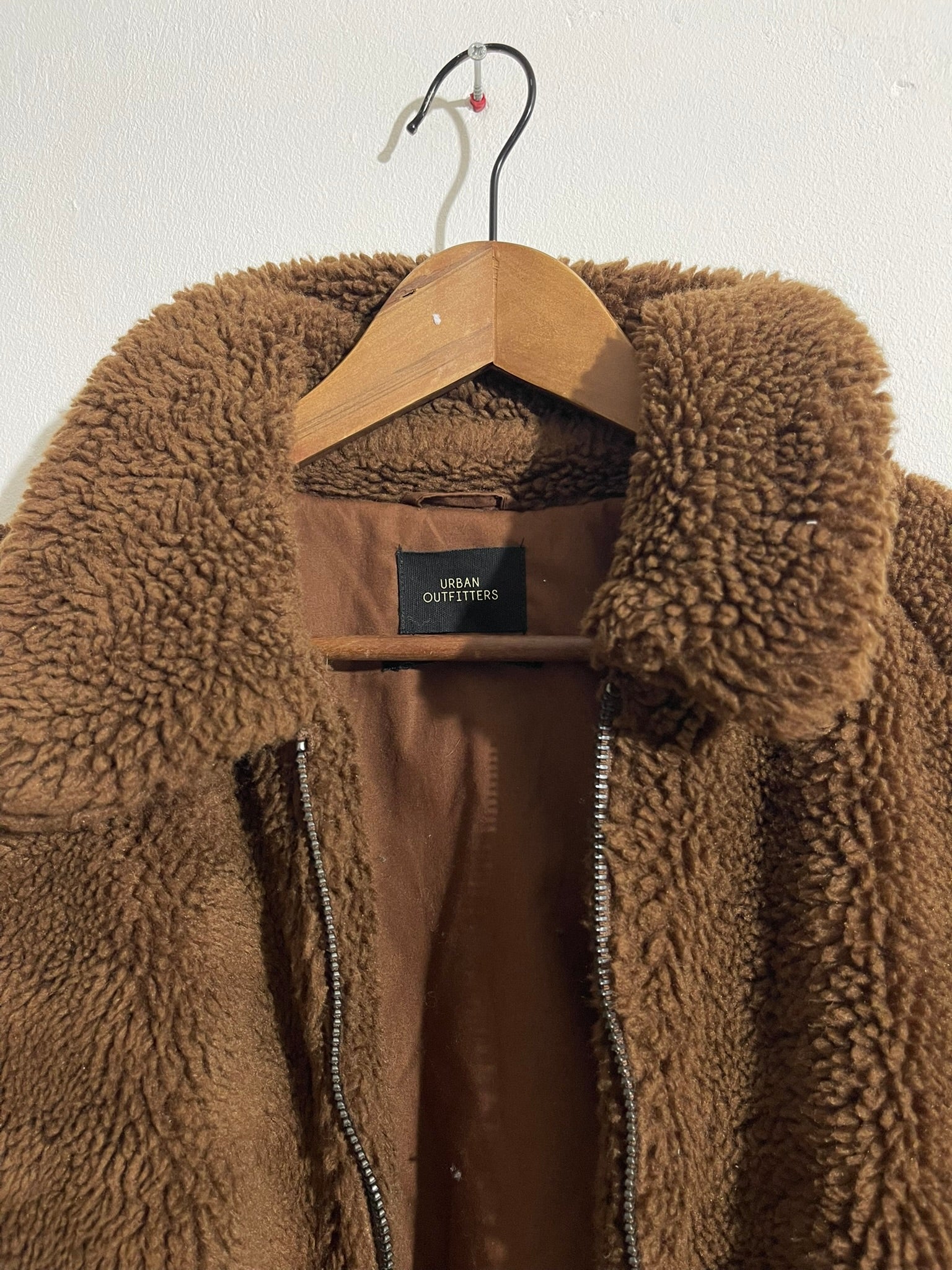 Veste teddy en fausse fourrure brun chaud