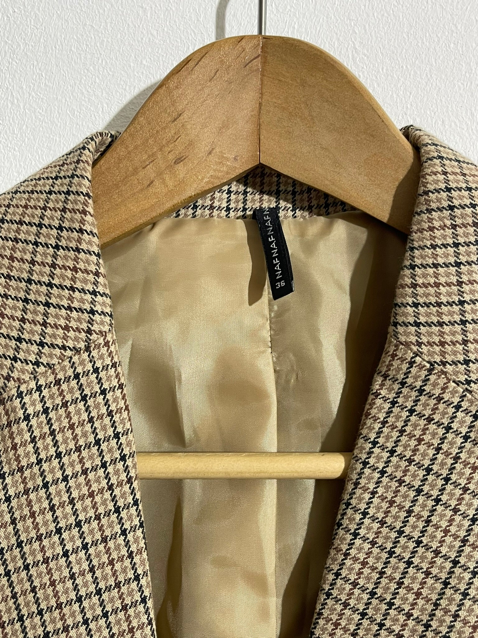 Veste blazer à carreaux beige
