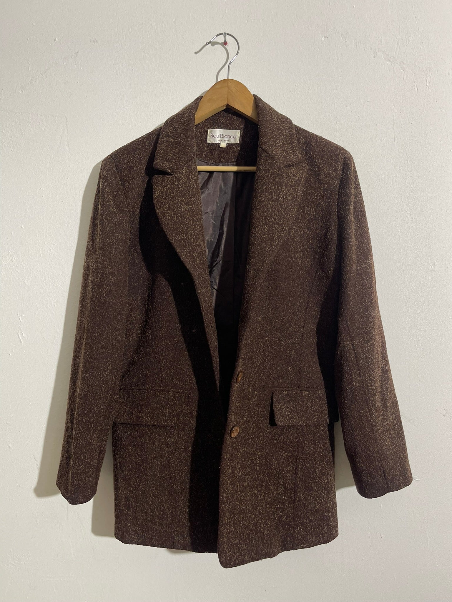 Blazer vintage en laine brun moucheté