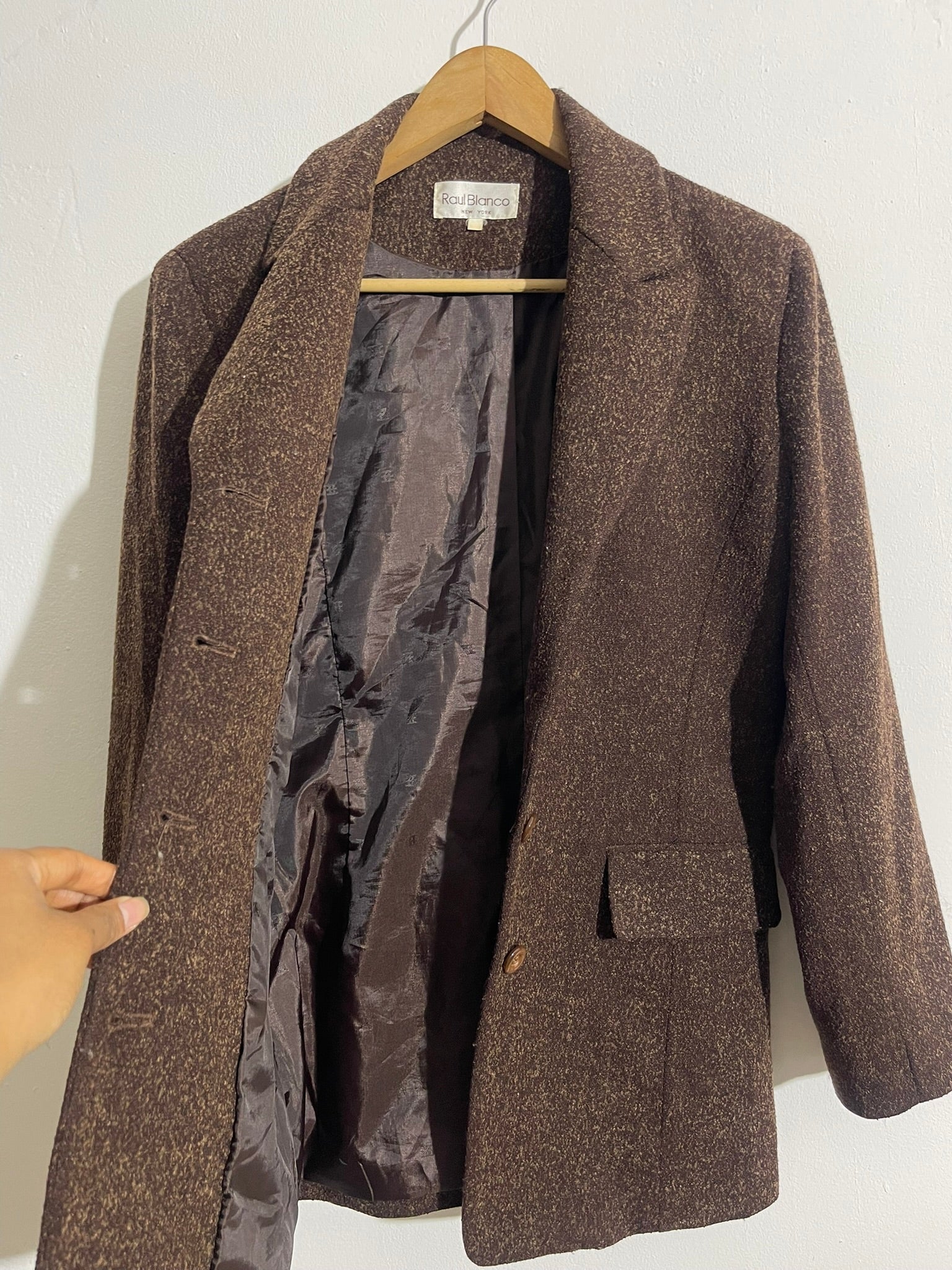 Blazer vintage en laine brun moucheté