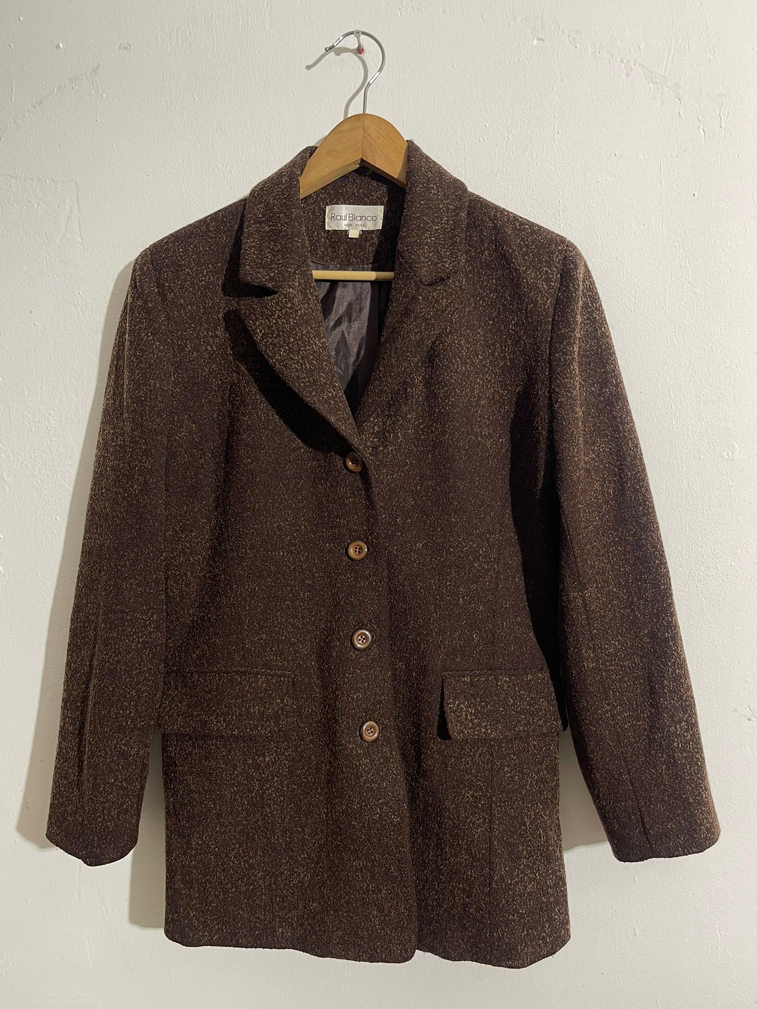 Blazer vintage en laine brun moucheté
