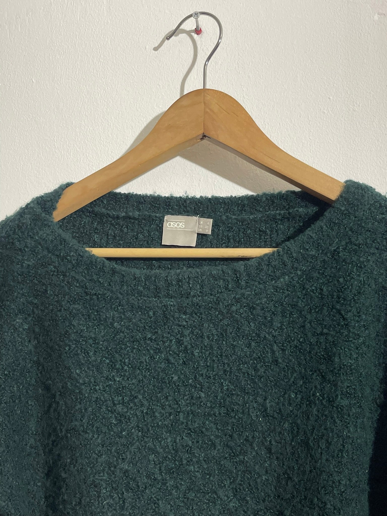 Pull vert foncé texturé col rond