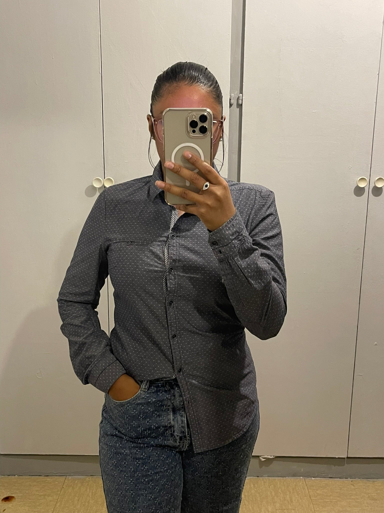 Chemise Esprit Grise à Motifs Subtils