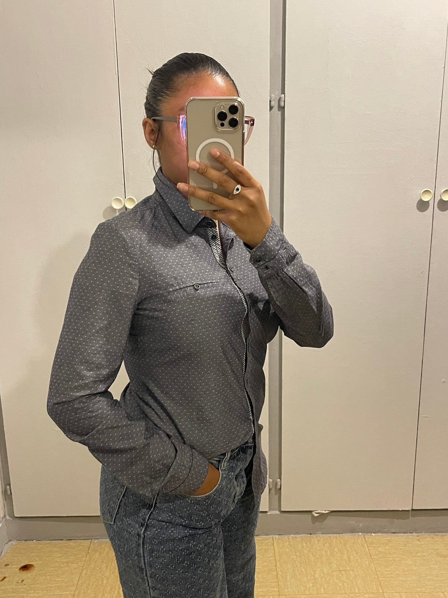 Chemise Esprit Grise à Motifs Subtils