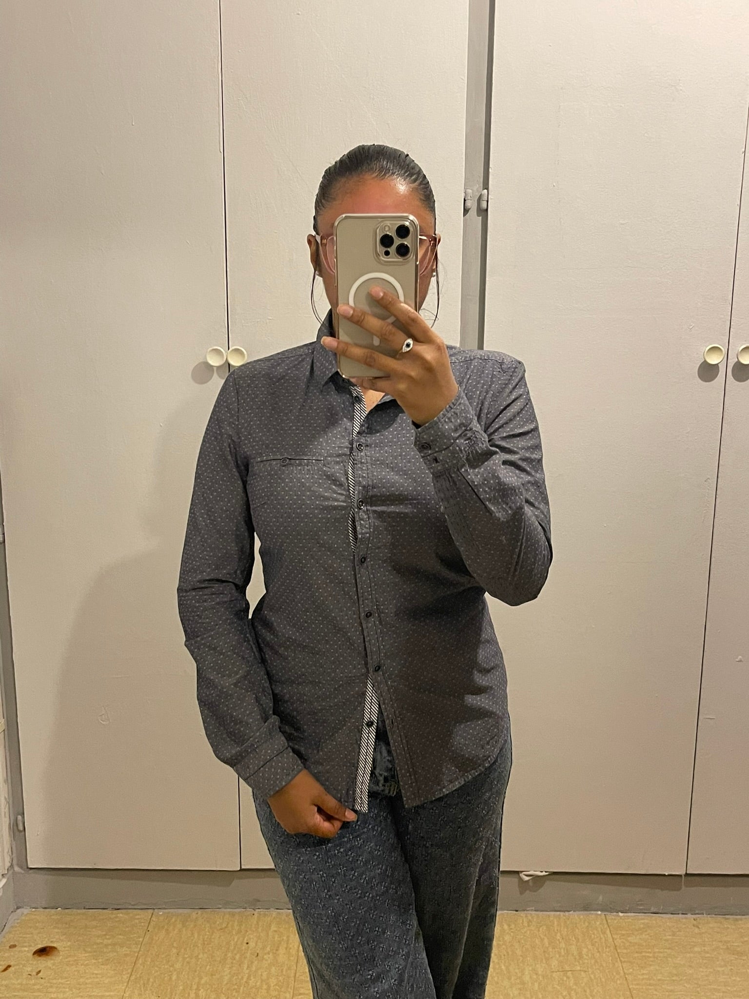 Chemise Esprit Grise à Motifs Subtils