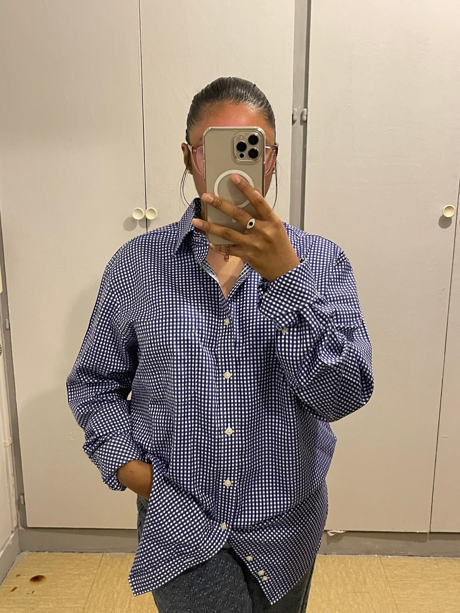 Chemise à Carreaux Bleu Marine