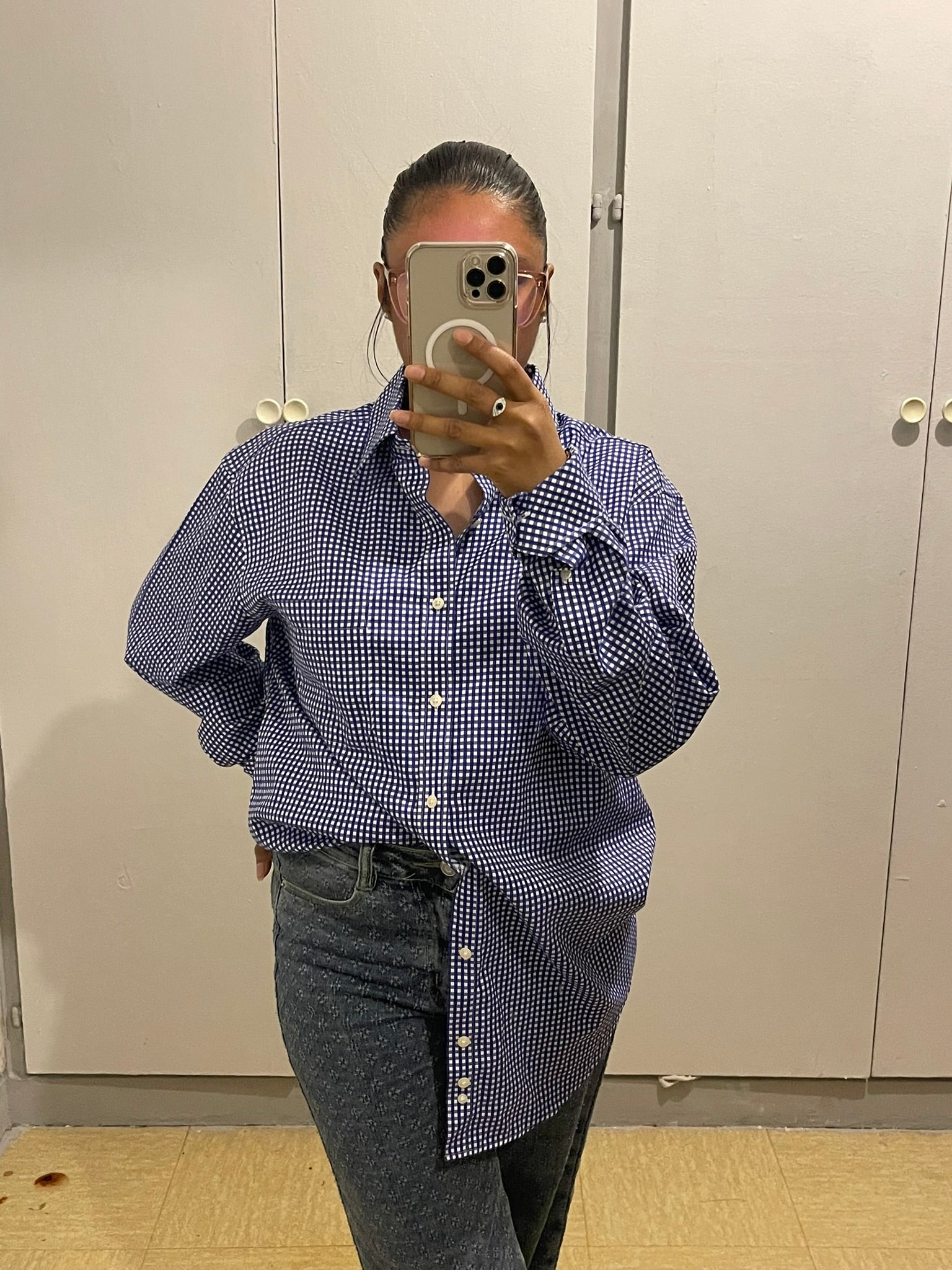 Chemise à Carreaux Bleu Marine