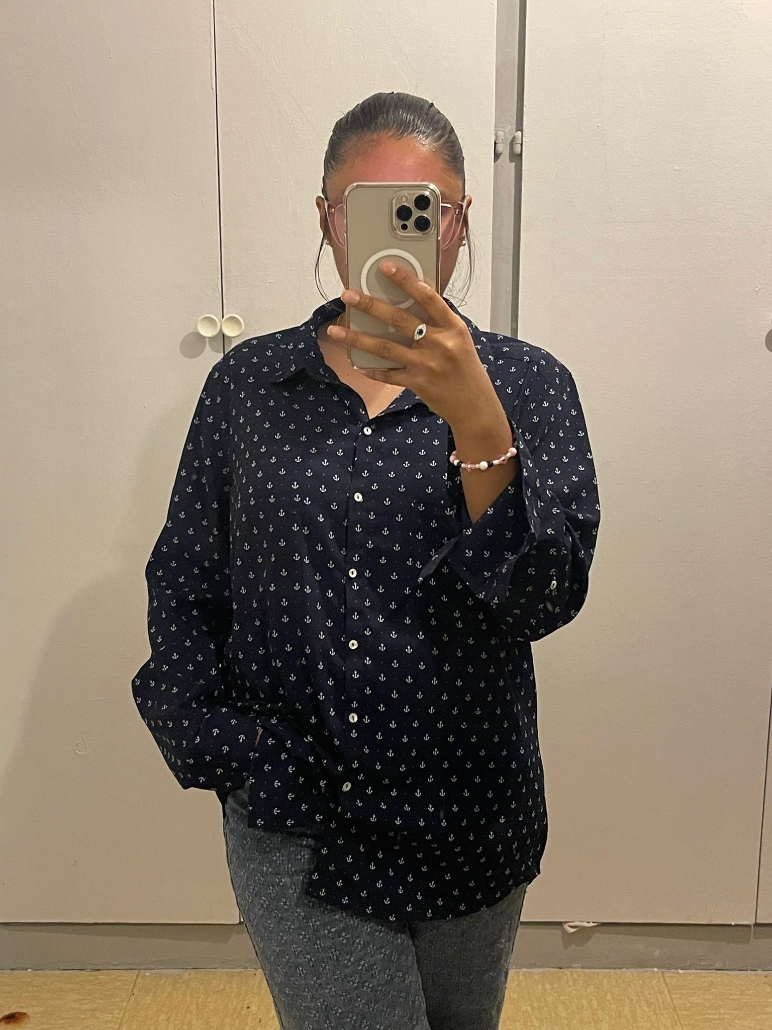 Chemise Marine à Imprimé Ancre
