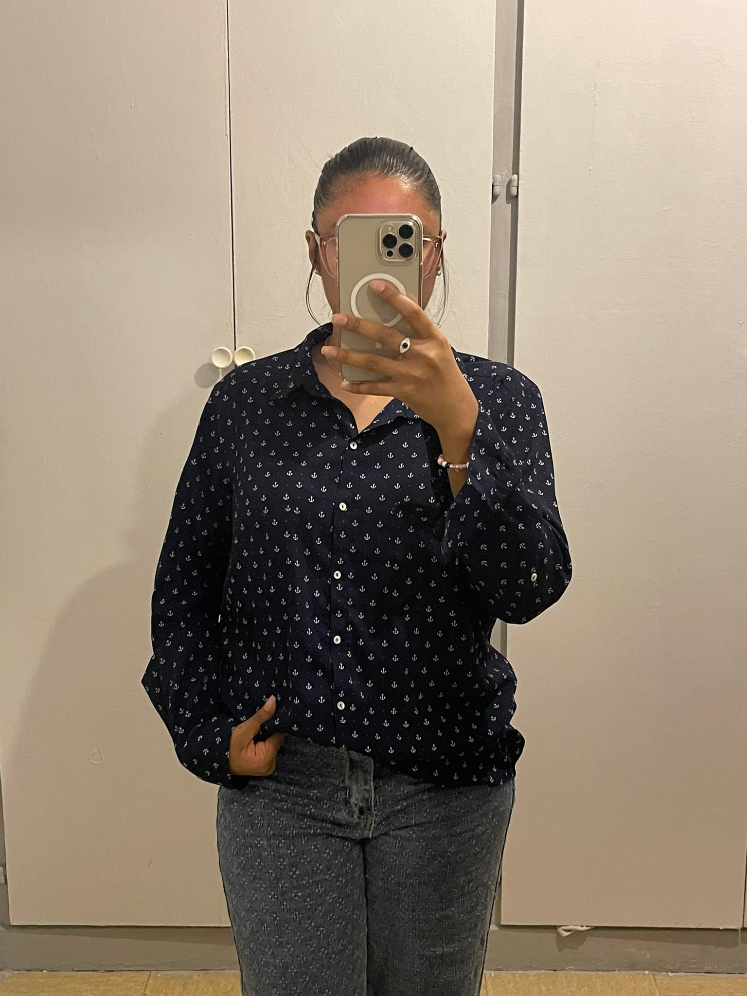 Chemise Marine à Imprimé Ancre
