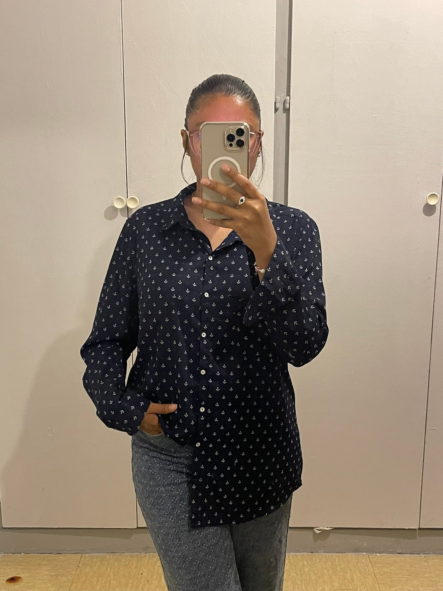 Chemise Marine à Imprimé Ancre