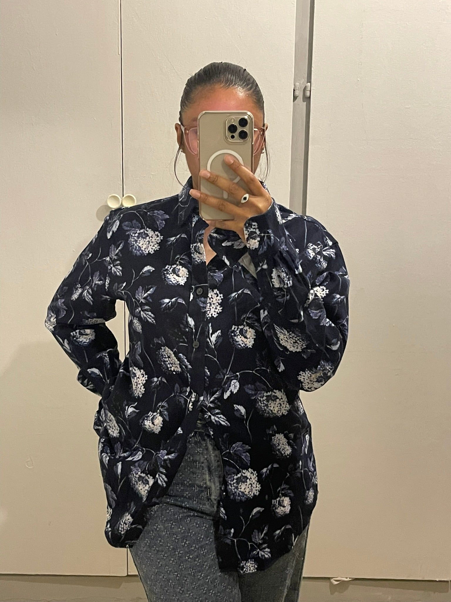 Chemise Fleurie Bleu Nuit