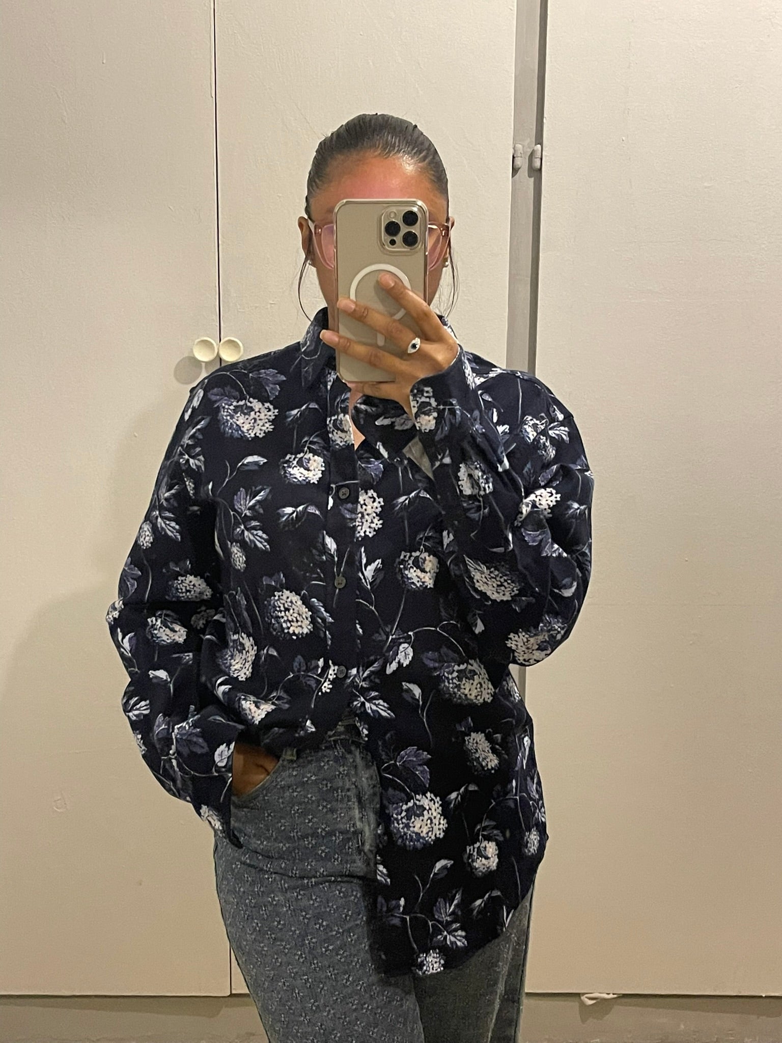 Chemise Fleurie Bleu Nuit