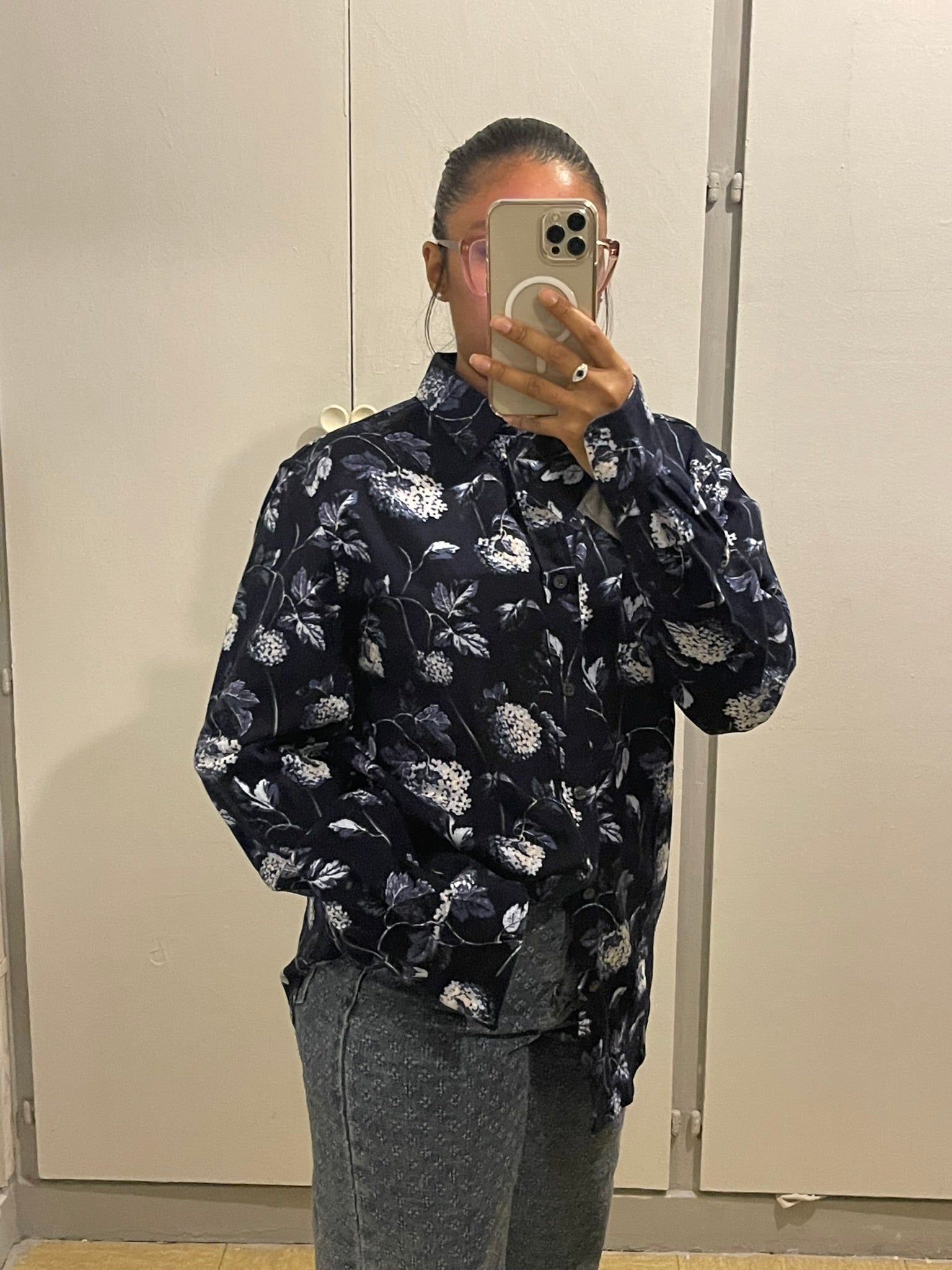 Chemise Fleurie Bleu Nuit