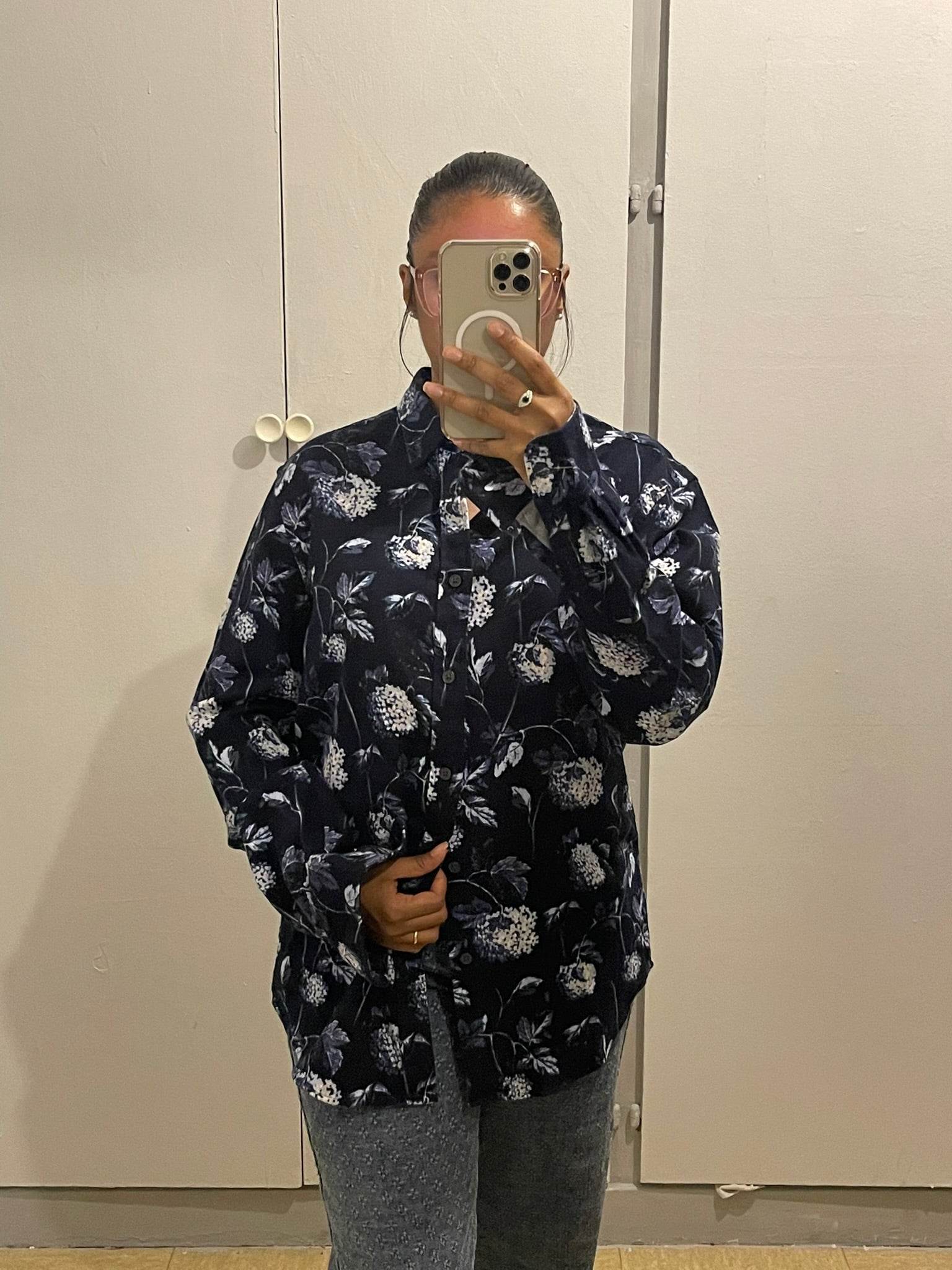 Chemise Fleurie Bleu Nuit