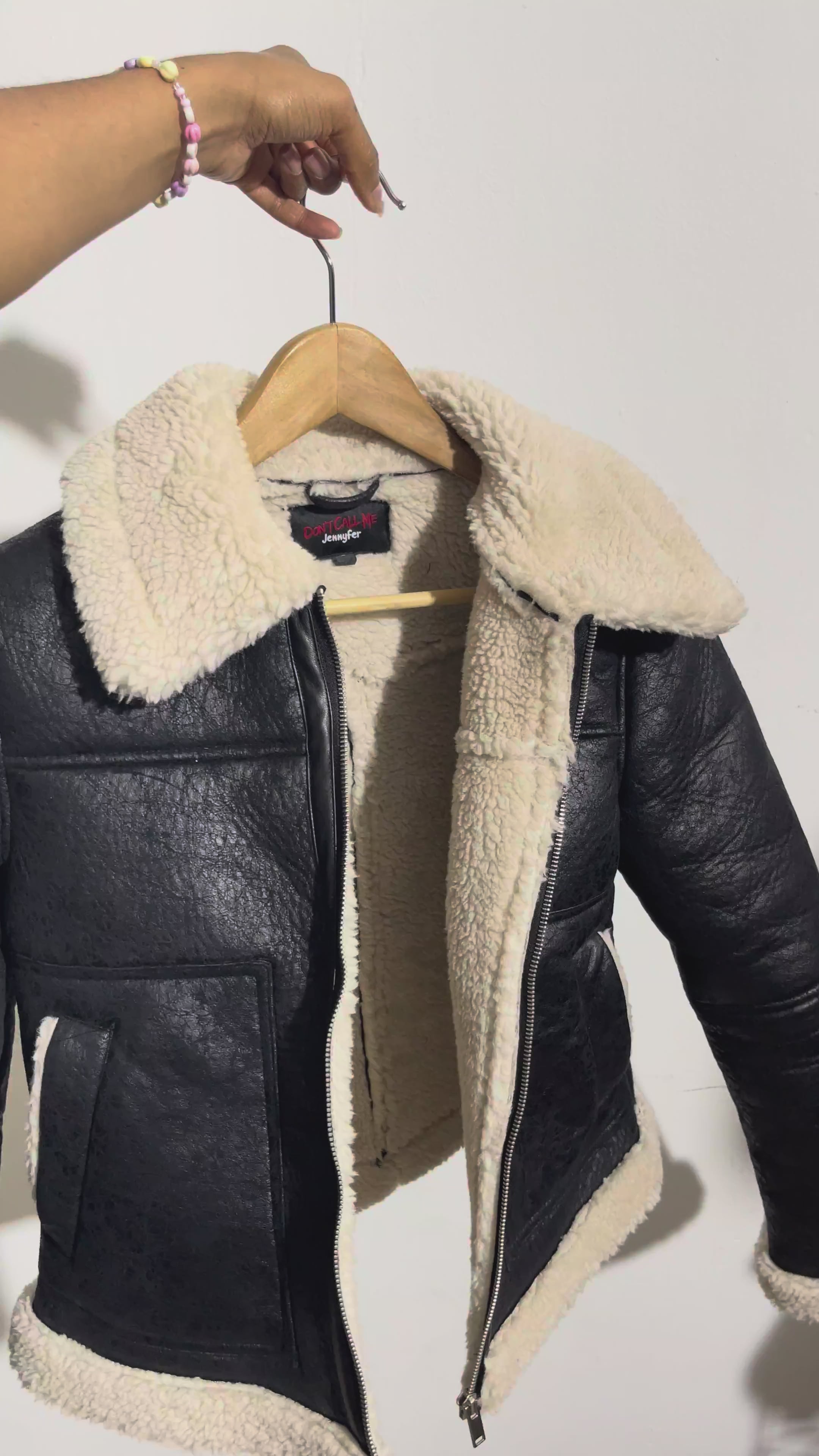 Blouson aviateur doublé sherpa noir