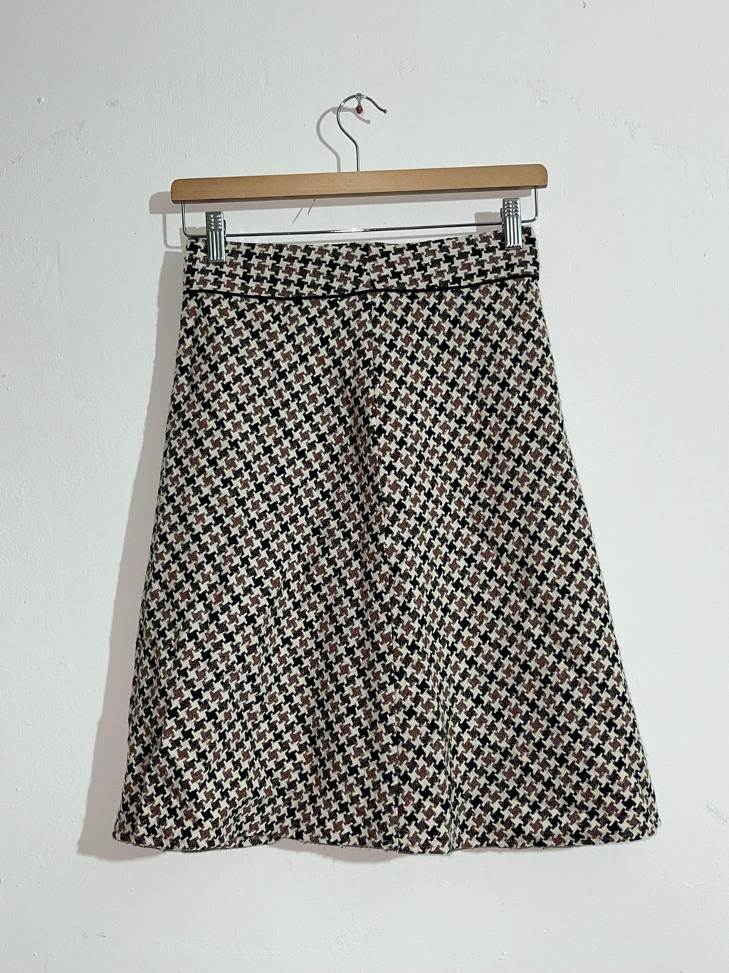 Jupe vintage pied-de-poule évasée - chic rétro