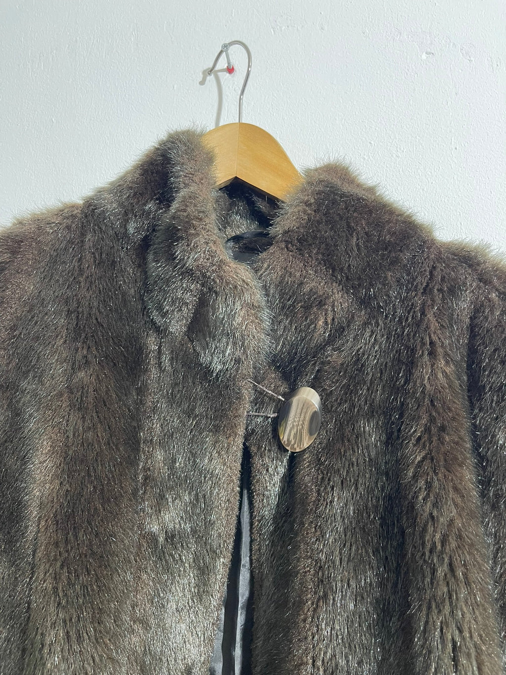 Manteau vintage en fausse fourrure brune