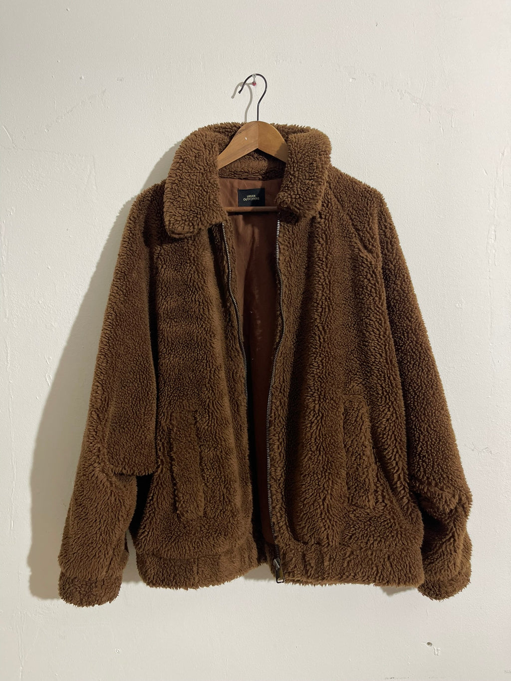 Veste teddy en fausse fourrure brun chaud