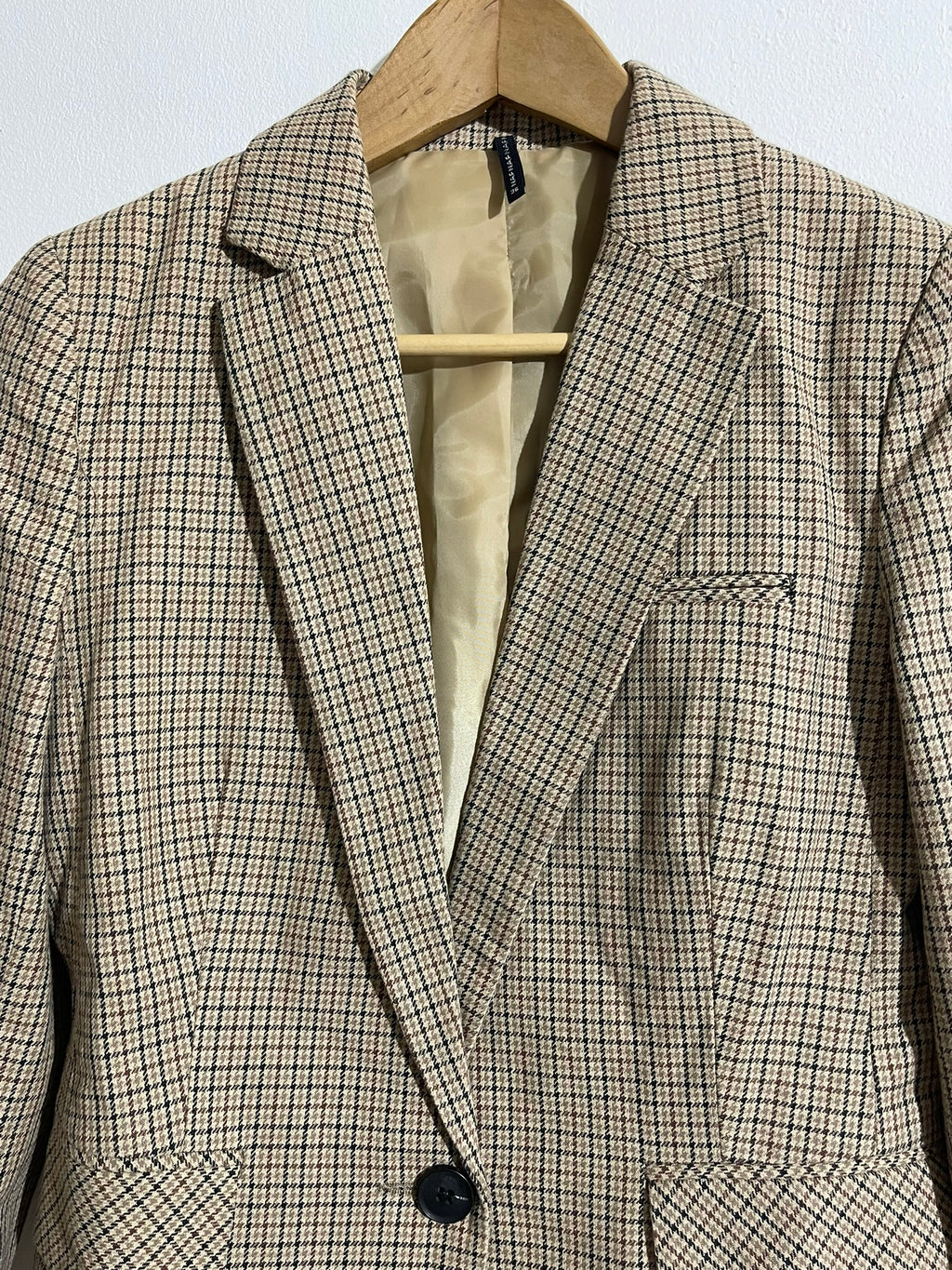 Veste blazer à carreaux beige