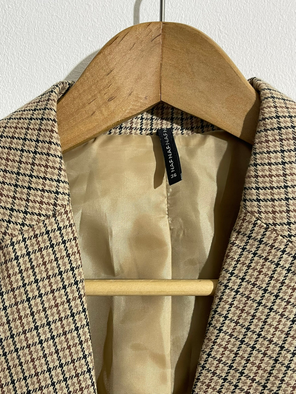 Veste blazer à carreaux beige