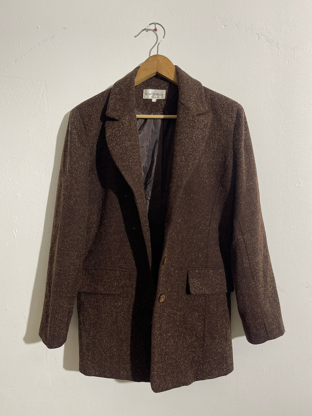 Blazer vintage en laine brun moucheté