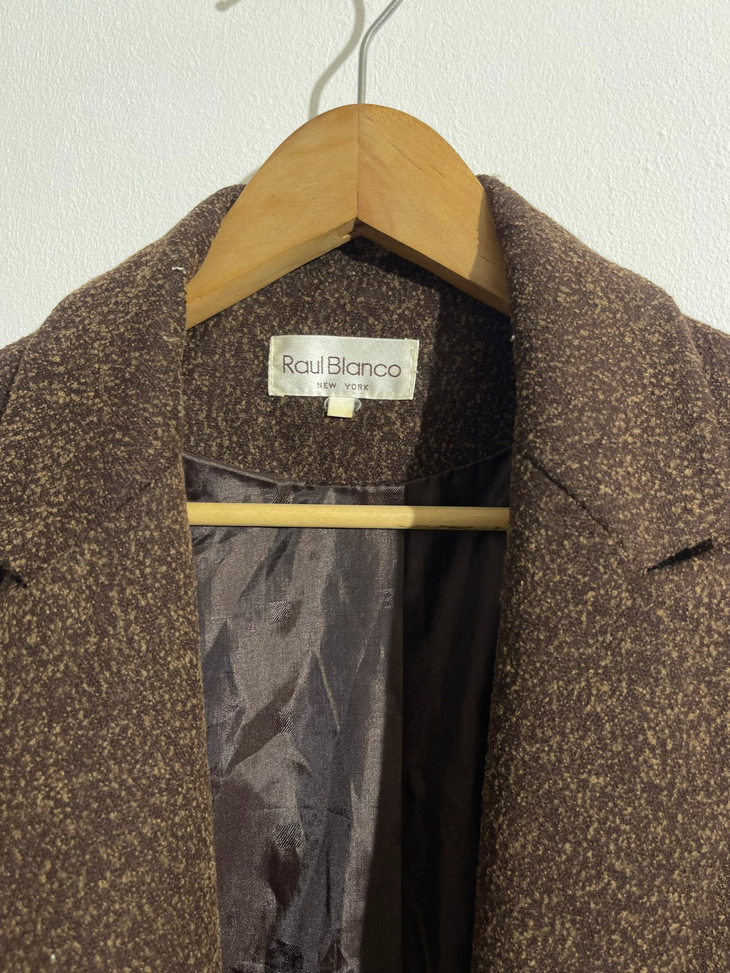 Blazer vintage en laine brun moucheté