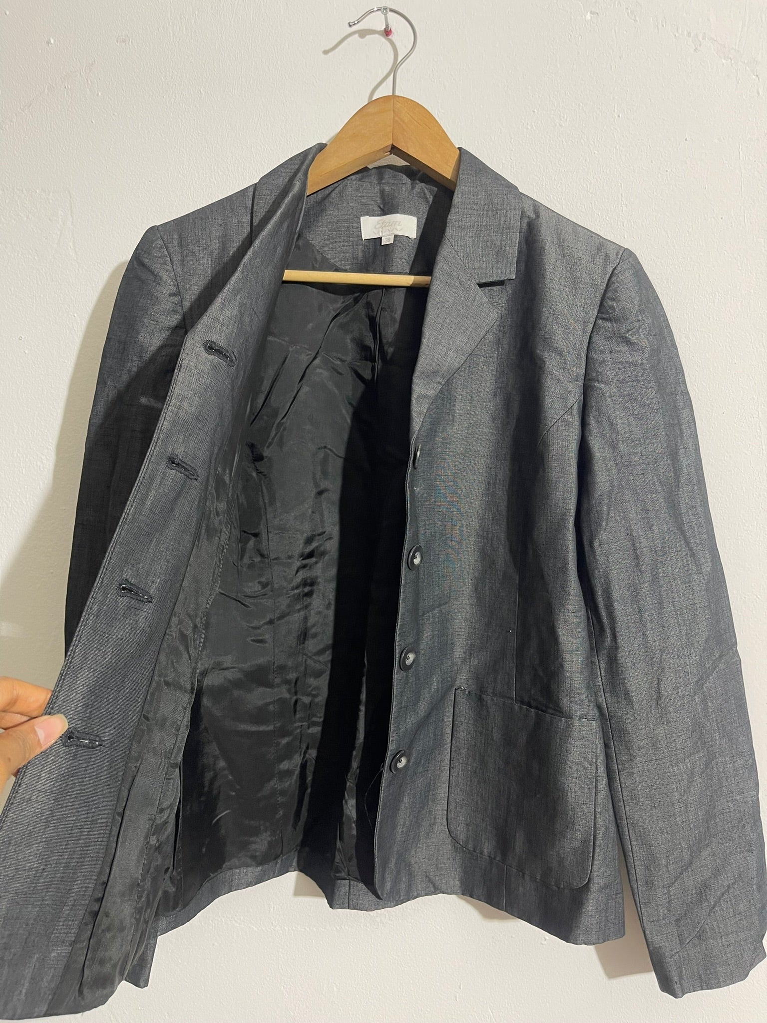 Blazer gris anthracite à poches plaquées