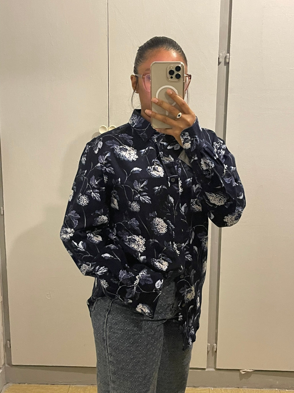 Chemise Fleurie Bleu Nuit